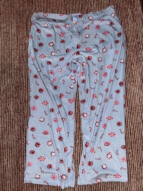 Women’s Light Blue Peppermint Print Pajama Pants